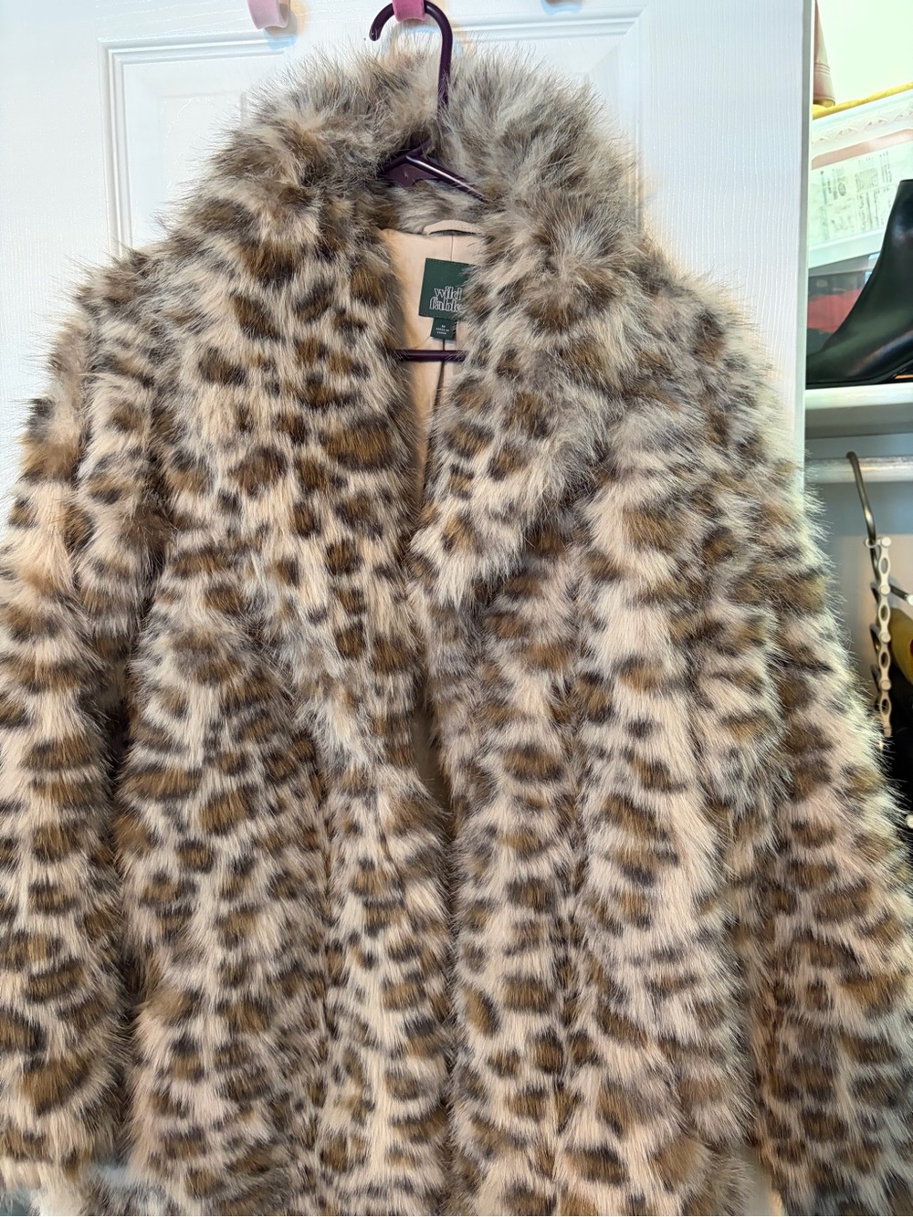 wild fable Leopard Faux Fur Teddy Jacket - Beige, Brown
